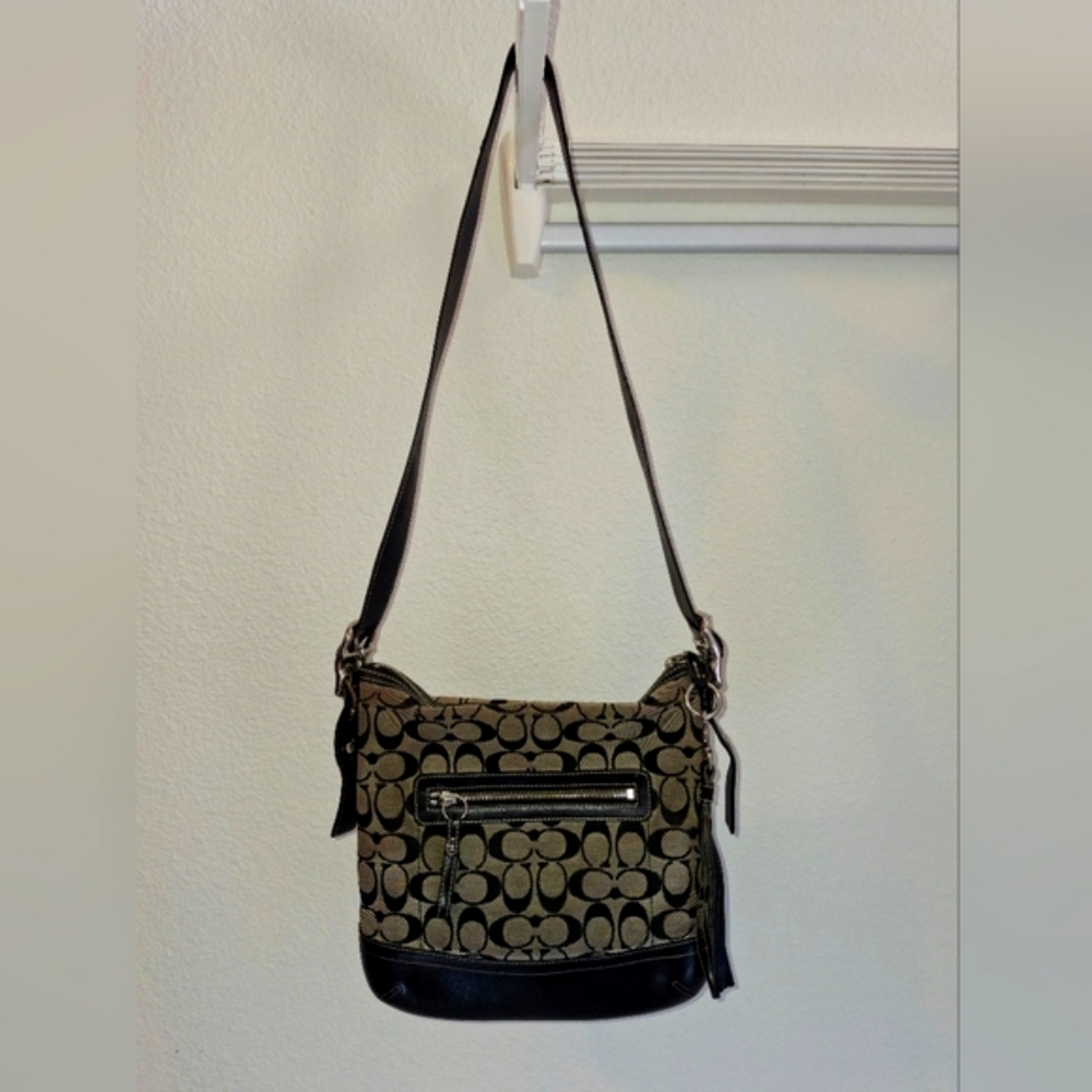 Coach Black and Tan Signature Crossbody Bag